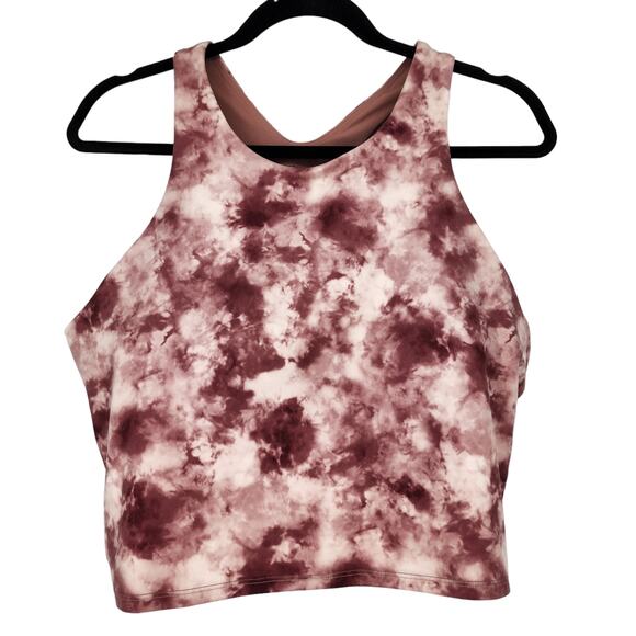 Athleta Maroon Tie-Dye Short Sleeve Top - Picture 1 of 3
